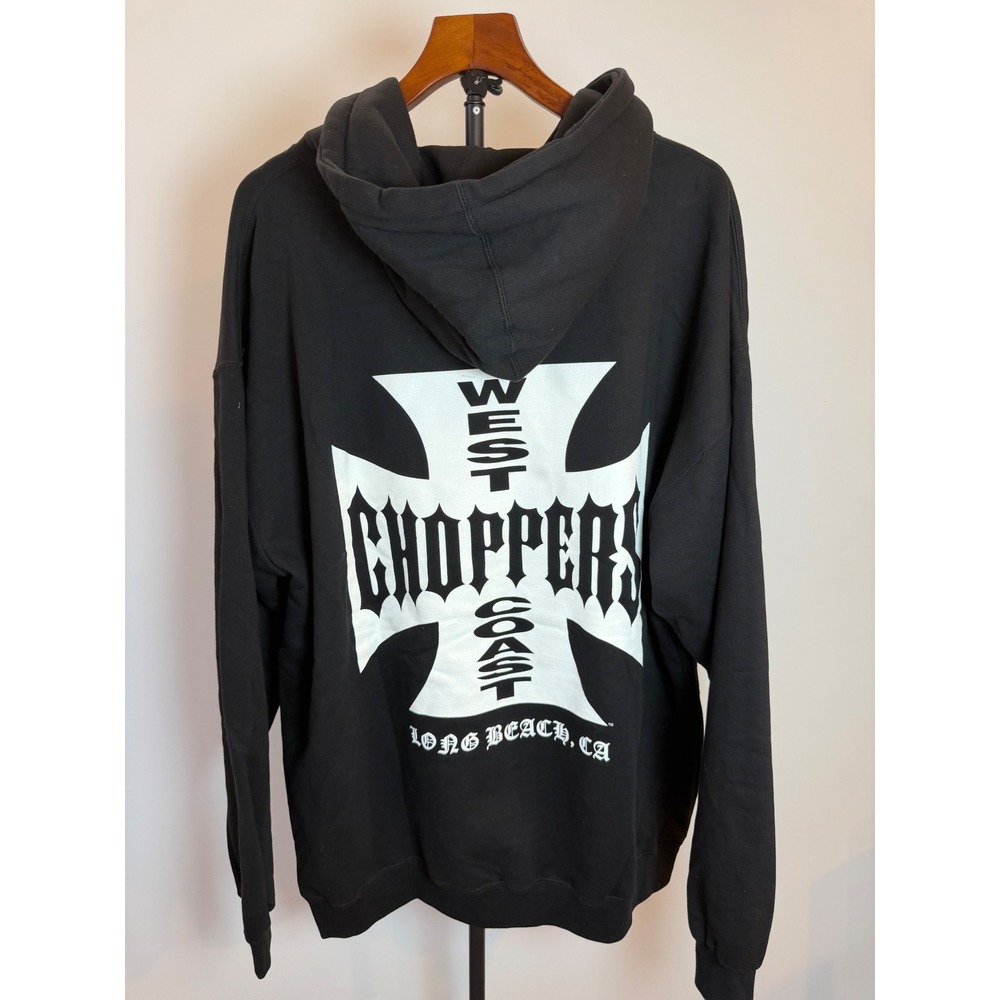 West Coast Choppers Long Beach CA Iron Cross Hoodie Black XL New Archive Piece